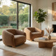 Oliver Accent Chair with Round Back Sloped Arms | Soft Brown Boucle