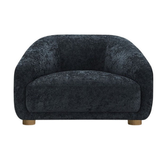 Oliver Accent Chair with Round Back Sloped Arms | Soft Black Chenille