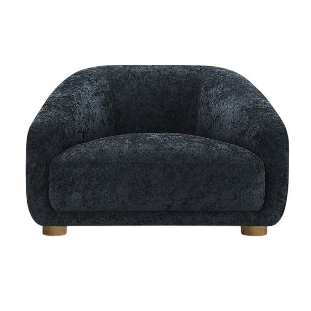 Oliver Accent Chair with Round Back Sloped Arms | Soft Black Chenille