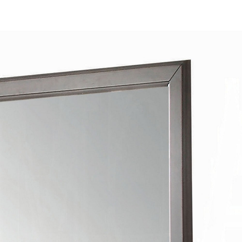 Zyna Accent Dresser Mirror | Modern Gray Wood 36x38 Rectangular Frame BM333854