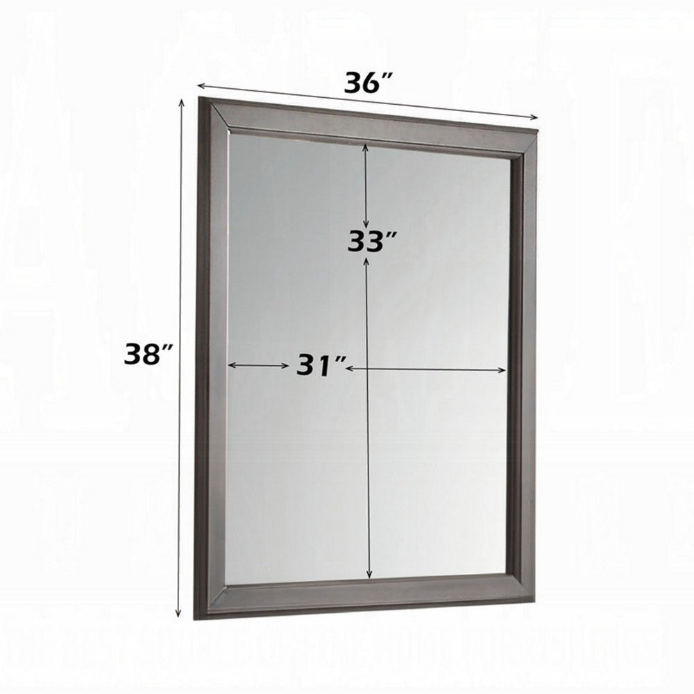 Zyna Accent Dresser Mirror | Modern Gray Wood 36x38 Rectangular Frame BM333854