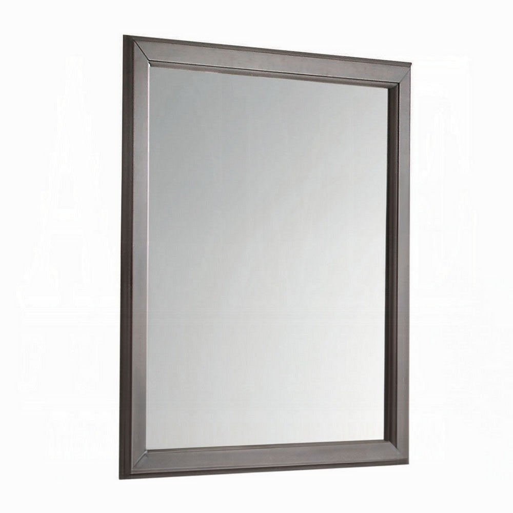 Zyna Accent Dresser Mirror | Modern Gray Wood 36x38 Rectangular Frame