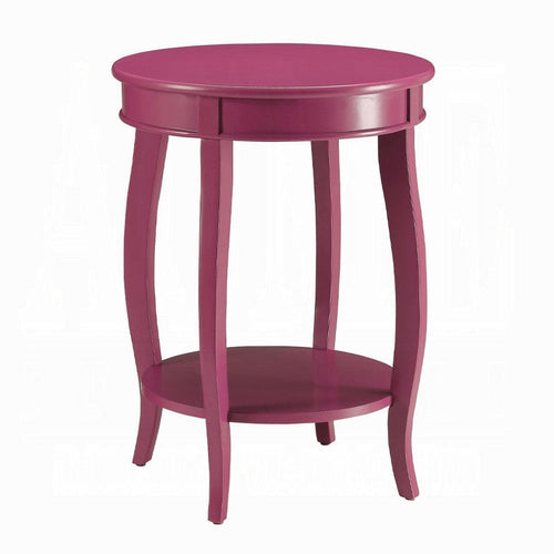 Round Accent End Table with a Storage Shelf | 18" | Hot Pink Wood