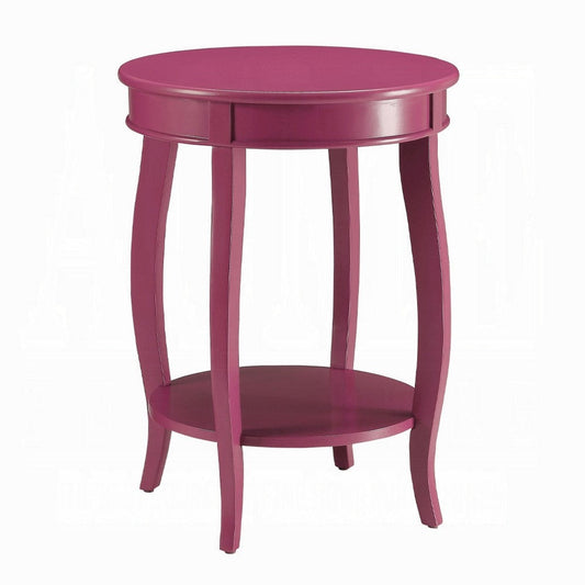 Round Accent End Table with a Storage Shelf | 18" | Hot Pink Wood