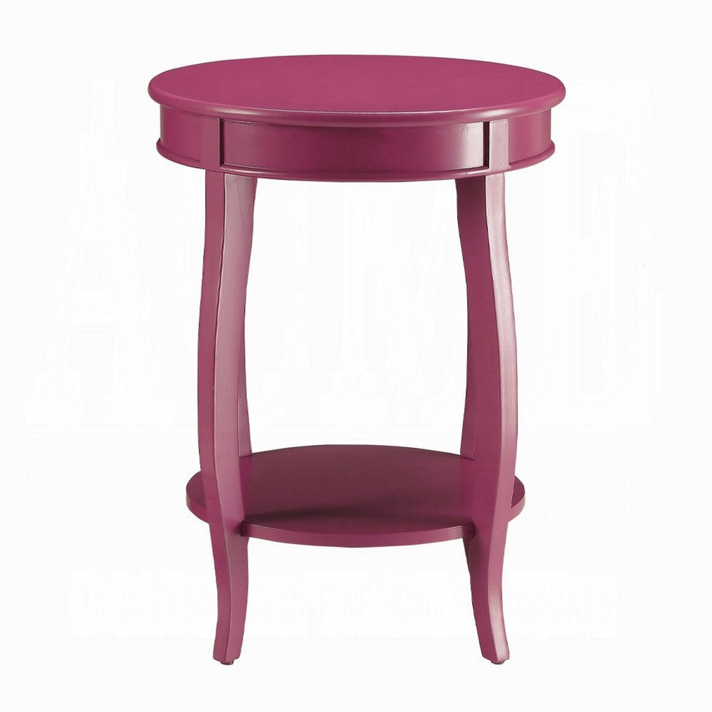 Round Accent End Table with a Storage Shelf | 18’’ | Hot Pink Wood BM333859