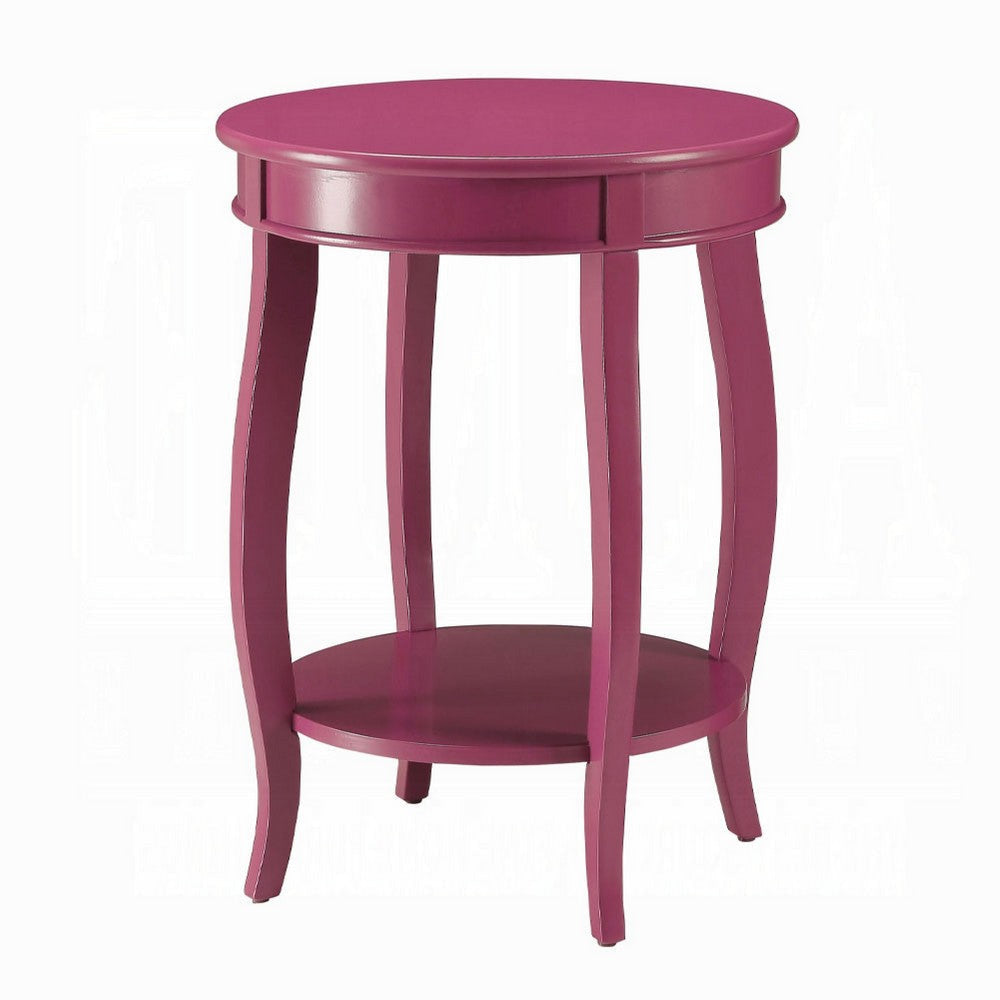 Round Accent End Table with a Storage Shelf | 18’’ | Hot Pink Wood BM333859