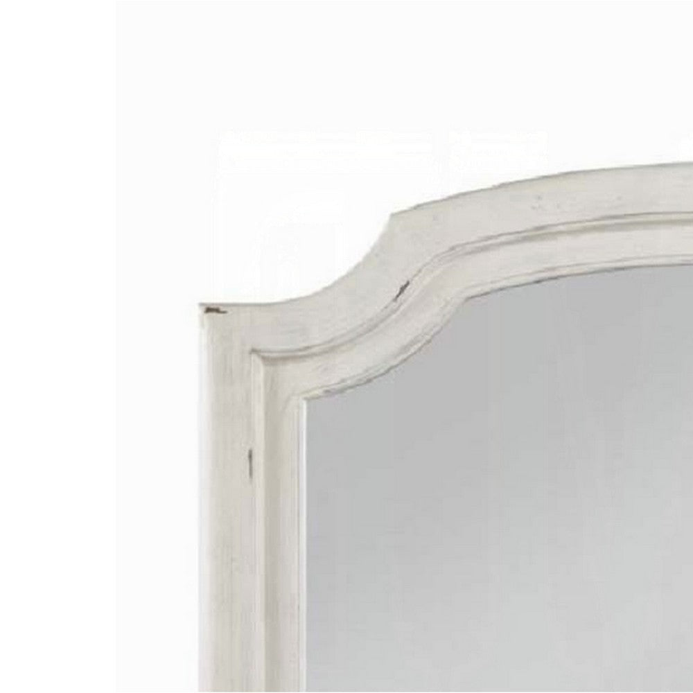 Wall Mount Dresser Mirror | Beveled Glass | 38x47 Rustic Washed White BM333861