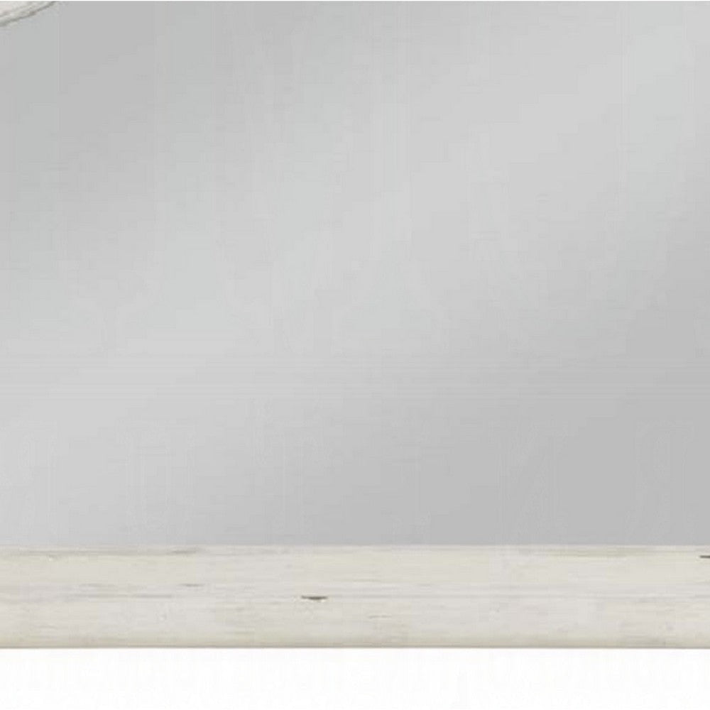 Wall Mount Dresser Mirror | Beveled Glass | 38x47 Rustic Washed White BM333861