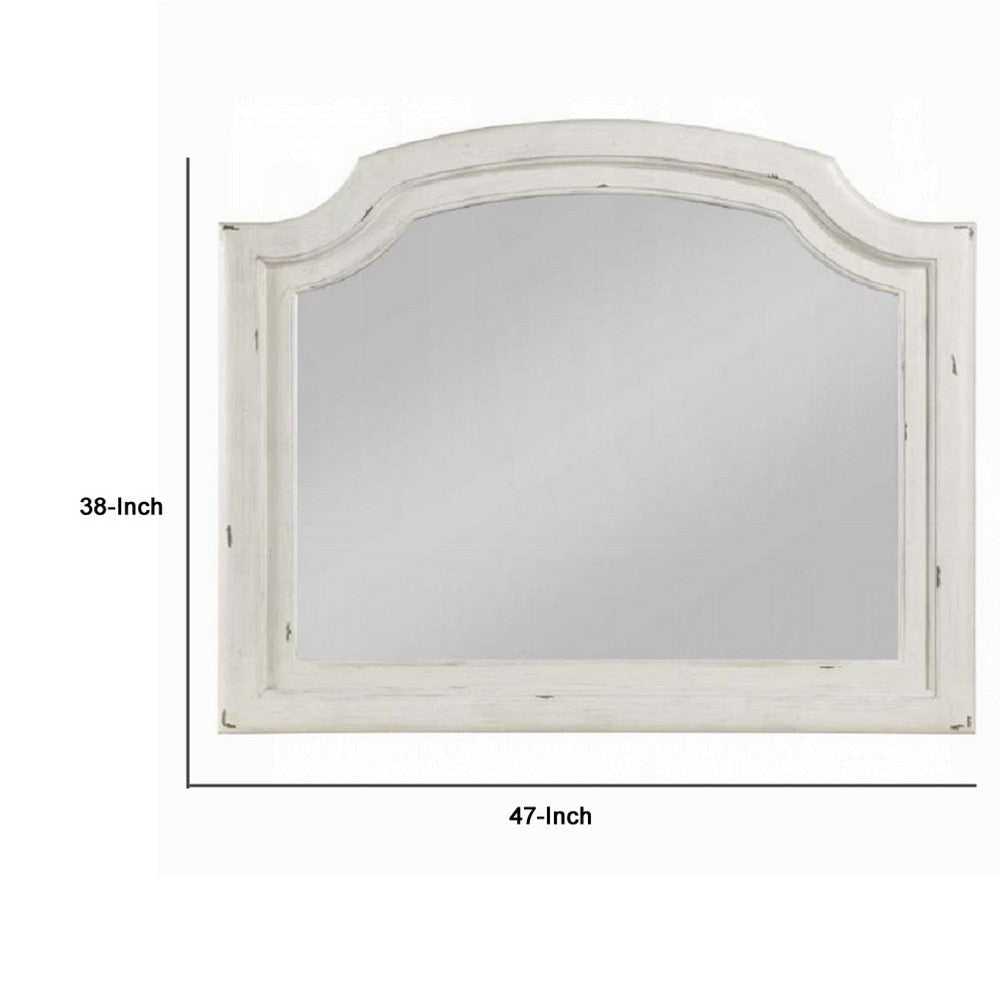 Wall Mount Dresser Mirror | Beveled Glass | 38x47 Rustic Washed White BM333861