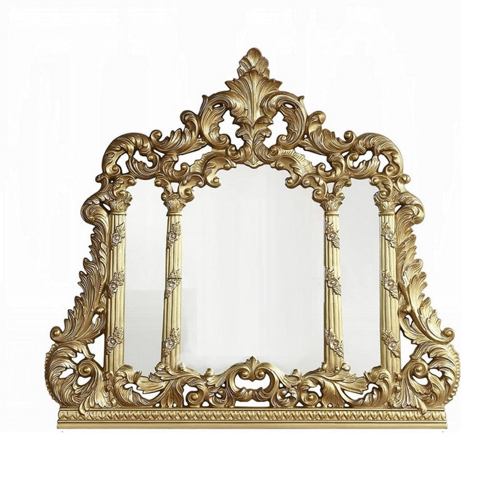 Otis Wall Mount Dresser Mirror | Classical Floral Carved 54x60 Gold BM333862