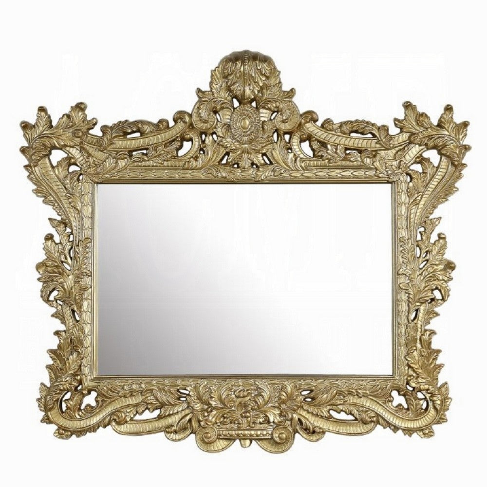 Rexx Wall Mount Dresser Mirror | 44x61 | Classical Gold Floral Carved BM333863