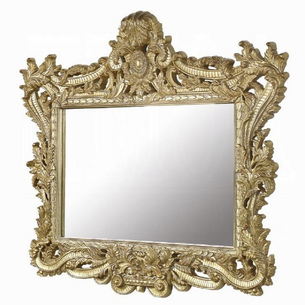 Rexx Wall Mount Dresser Mirror | 44x61 | Classical Gold Floral Carved BM333863