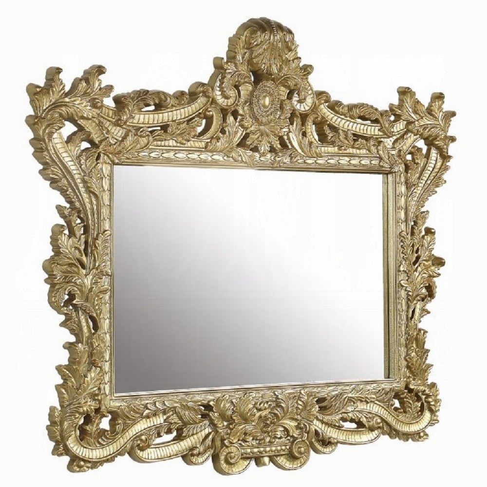 Rexx Wall Mount Dresser Mirror | 44x61 | Classical Gold Floral Carved