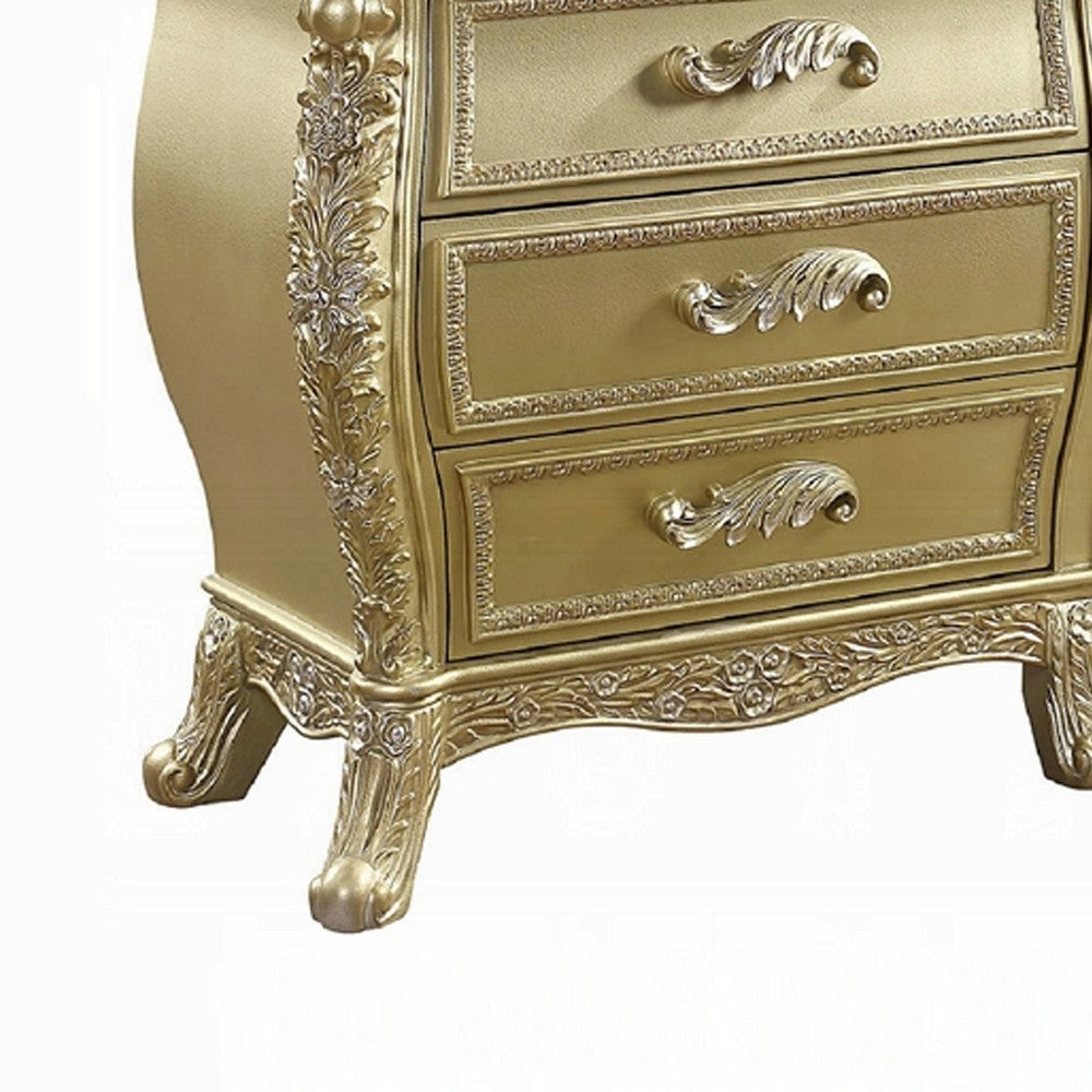 Otis Wide Dresser | Gold Floral Carvings | Wood and Resin | 6 Drawers BM333864