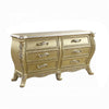 Otis Wide Dresser | Gold Floral Carvings | Wood and Resin | 6 Drawers