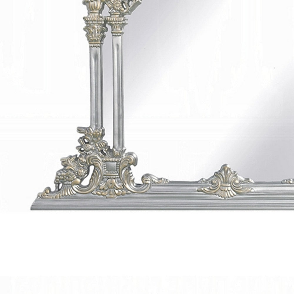 Dove Dresser Mirror | 54x59 | Classic Silver Rococo Carved Wood Resin BM333866
