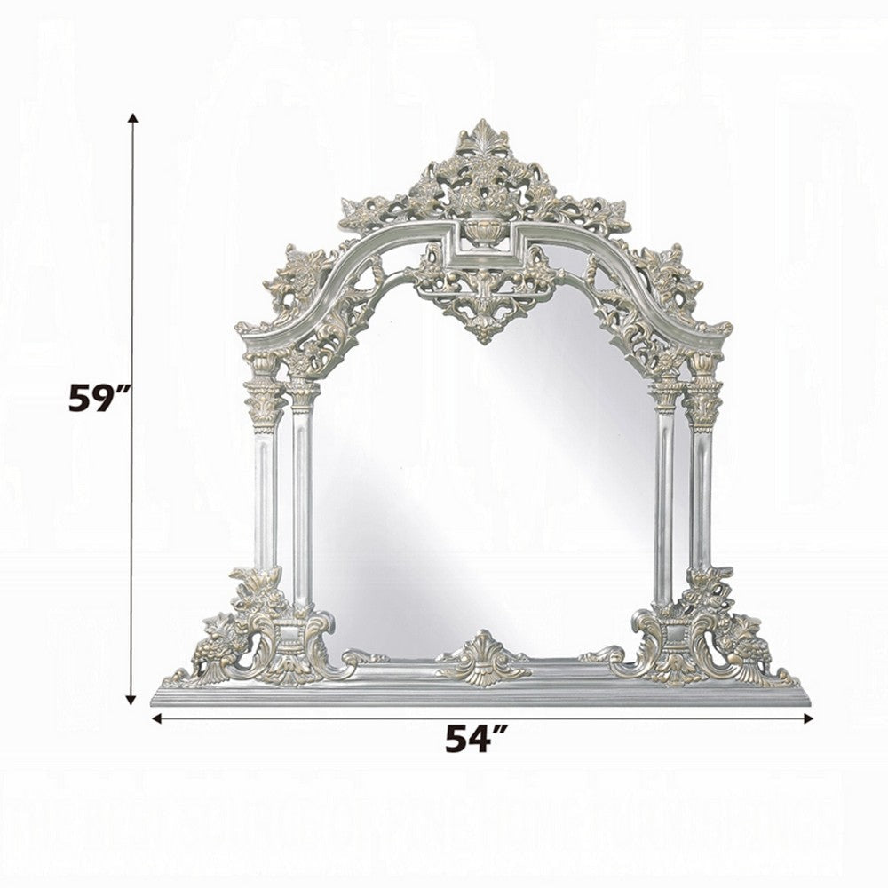 Dove Dresser Mirror | 54x59 | Classic Silver Rococo Carved Wood Resin BM333866