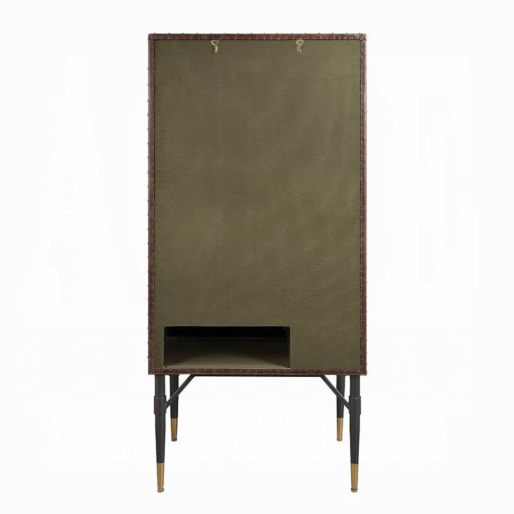 Wine Cabinet | Industrial Retro Chrome Metal | 65’’ | Silver and Black BM333871