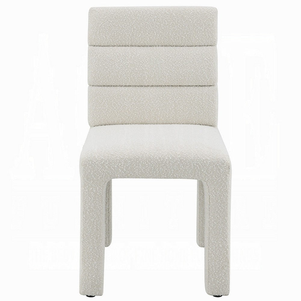 Side Dining Chair Set of 2 | Plush White Boucle Seat | Tufted Backrest BM333872