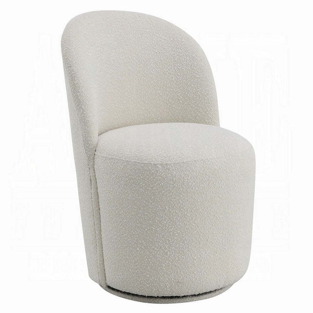 Accent Chair Set of 2 | 360 Degree Swivel Rotation Beige White Boucle