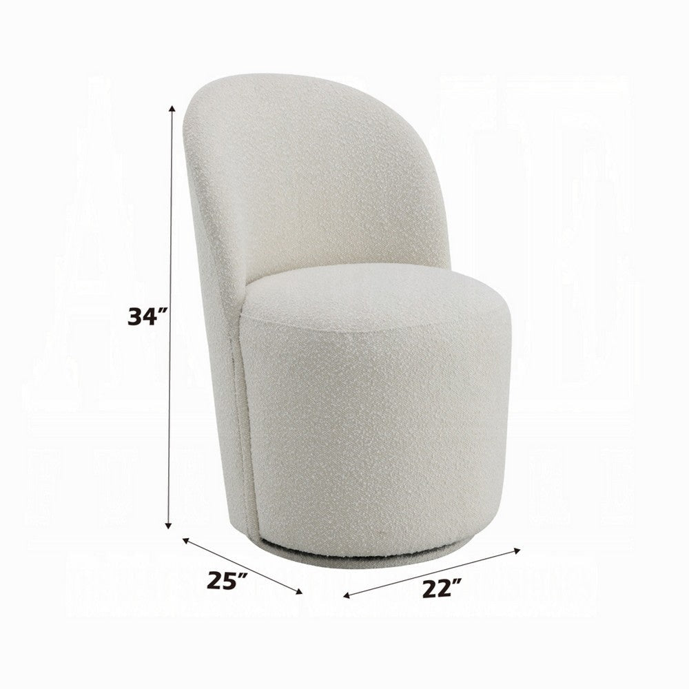 Accent Chair Set of 2 | 360 Degree Swivel Rotation Beige White Boucle BM333875