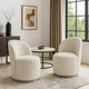 Accent Chair Set of 2 | 360 Degree Swivel Rotation Beige White Boucle
