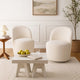 Accent Chair Set of 2 | 360 Degree Swivel Rotation Beige White Boucle