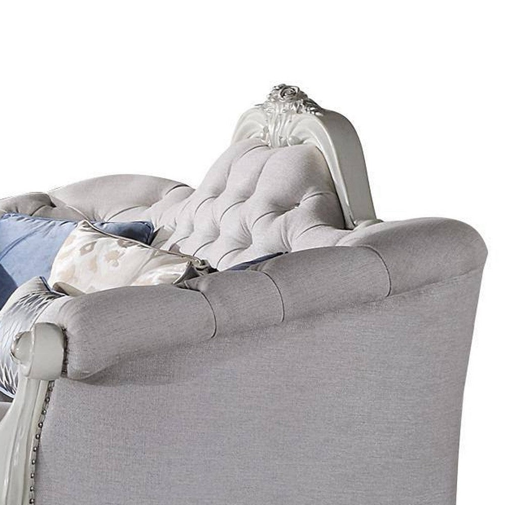 Ally Sofa | 7 Throw Pillows | Classical Bone White Faux Leather | 96’’ BM333876
