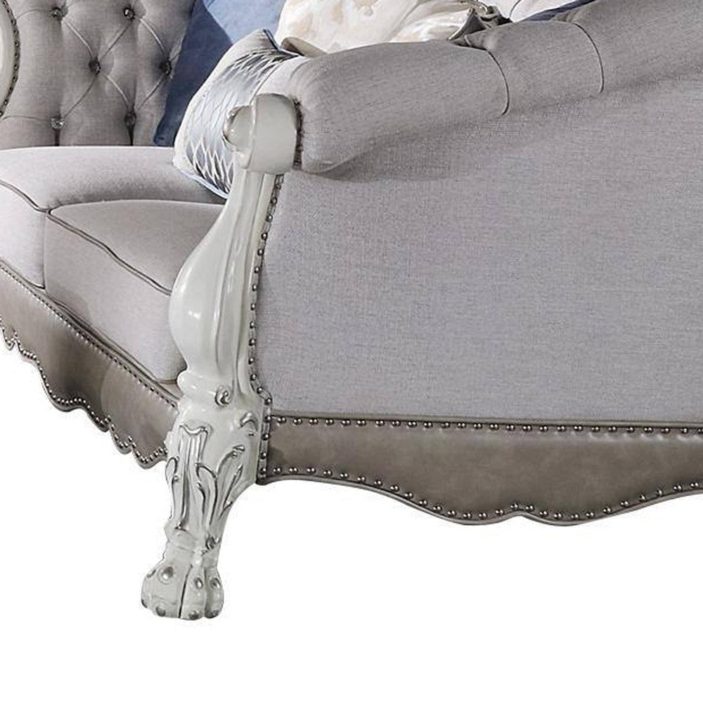 Ally Sofa | 7 Throw Pillows | Classical Bone White Faux Leather | 96’’ BM333876