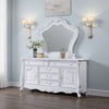 Maver Dresser Mirror | 46x48 | Beveled Edges White Ornate Carved Wood