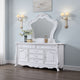 Maver Dresser Mirror | 46x48 | Beveled Edges White Ornate Carved Wood