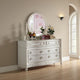 Dorie Vanity Dresser Mirror | 35x48 White Wood Floral Trim | Beveled