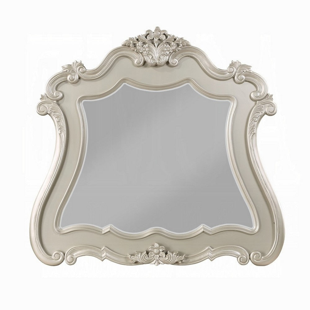 Bowe Dresser Mirror | 47x51 | Wood Scalloped Edges and Beveled Glass BM333879
