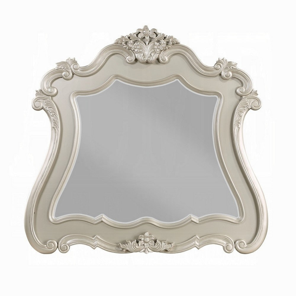 Bowe Dresser Mirror | 47x51 | Wood Scalloped Edges and Beveled Glass