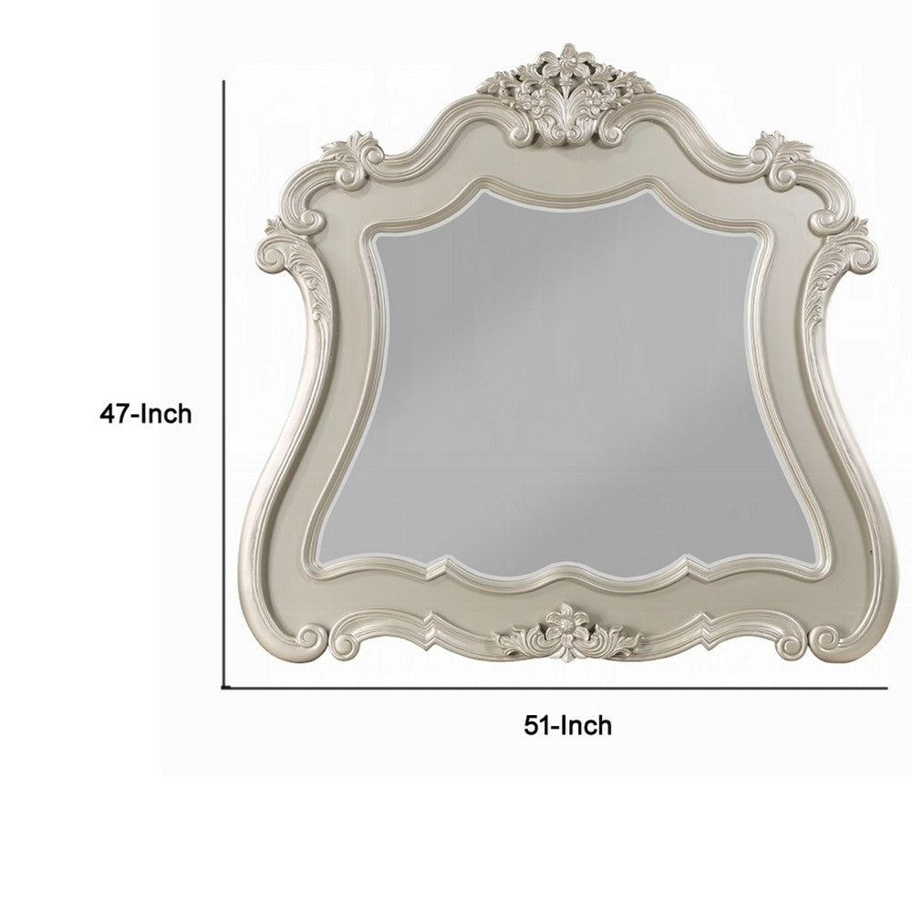 Bowe Dresser Mirror | 47x51 | Wood Scalloped Edges and Beveled Glass BM333879