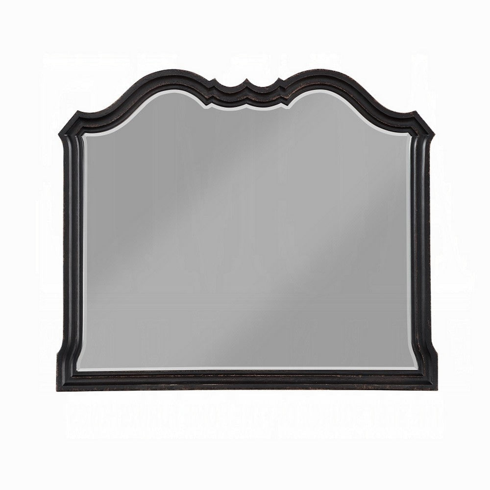 Chery Dresser Mirror | 39x46 Beveled Edges and Classic Black Wood BM333880
