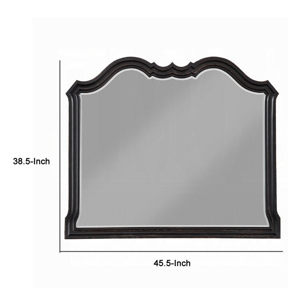Chery Dresser Mirror | 39x46 Beveled Edges and Classic Black Wood BM333880