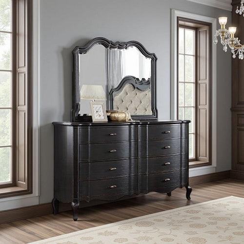 Chery Dresser Mirror | 39x46 Beveled Edges and Classic Black Wood