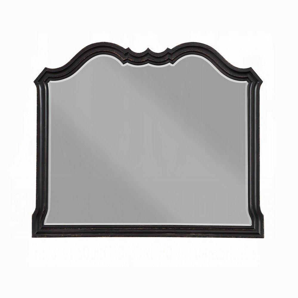 Chery Dresser Mirror | 39x46 Beveled Edges and Classic Black Wood