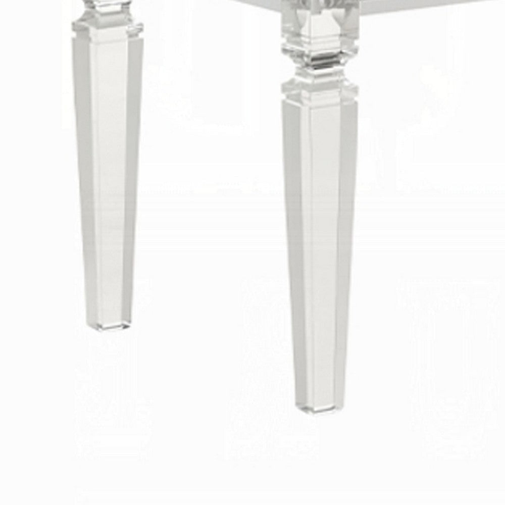 Rara Bench | Beige Padded Seat | 54’’ Clear Tapered Acrylic Legs BM333881