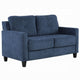 Royi Loveseat | Track Armrest | 58" | Blue Fabric w Tufted Backrest
