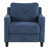 Royi Accent Chair | Track Armrest | Blue Fabric Seat w Tufted Backrest BM333884