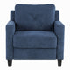 Royi Accent Chair | Track Armrest | Blue Fabric Seat w Tufted Backrest BM333884