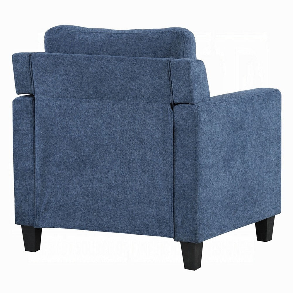Royi Accent Chair | Track Armrest | Blue Fabric Seat w Tufted Backrest BM333884