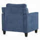Royi Accent Chair | Track Armrest | Blue Fabric Seat w Tufted Backrest BM333884