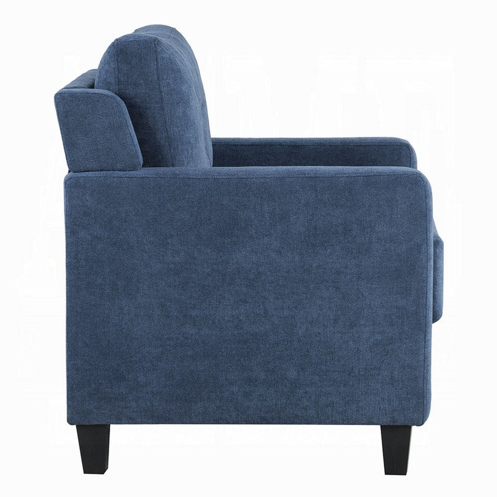 Royi Accent Chair | Track Armrest | Blue Fabric Seat w Tufted Backrest BM333884