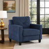 Royi Accent Chair | Track Armrest | Blue Fabric Seat w Tufted Backrest