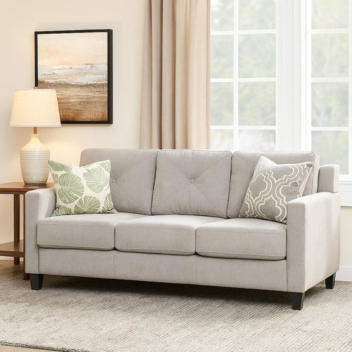 Royi Sofa | Track Armrest | 78" | Gray Fabric Seat w Tufted Backrest