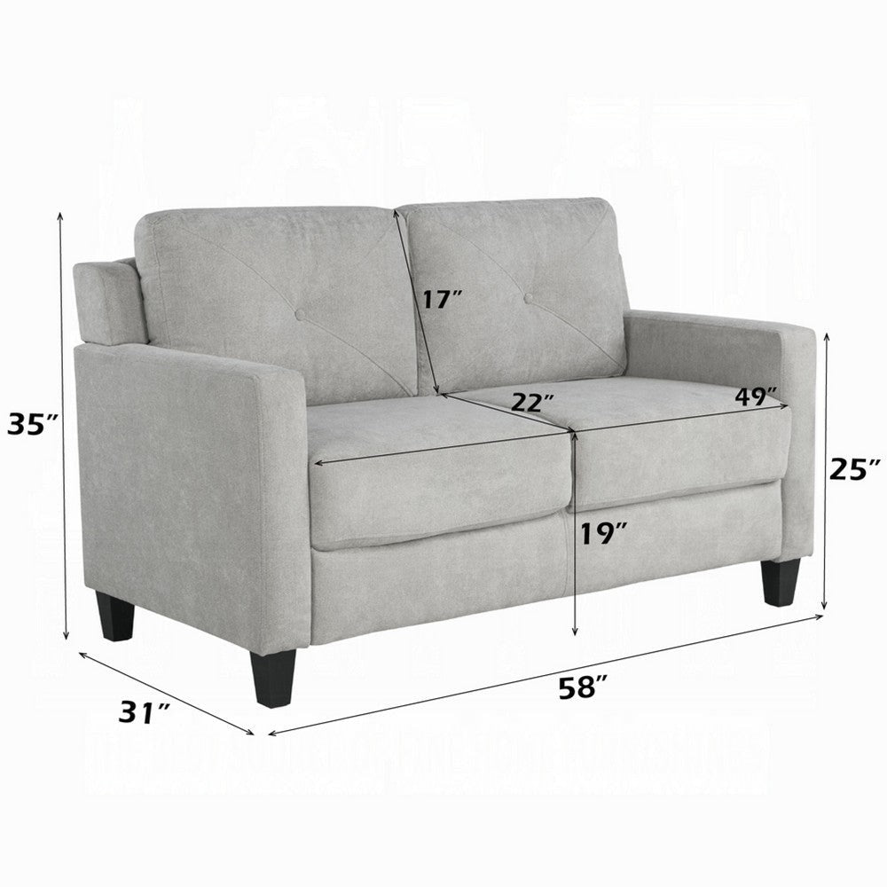 Royi Loveseat | Track Armrest | 58’’ | Gray Fabric w Tufted Backrest BM333886