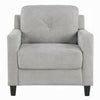 Royi Accent Chair | Track Armrest | Gray Fabric | Tufted Backrest